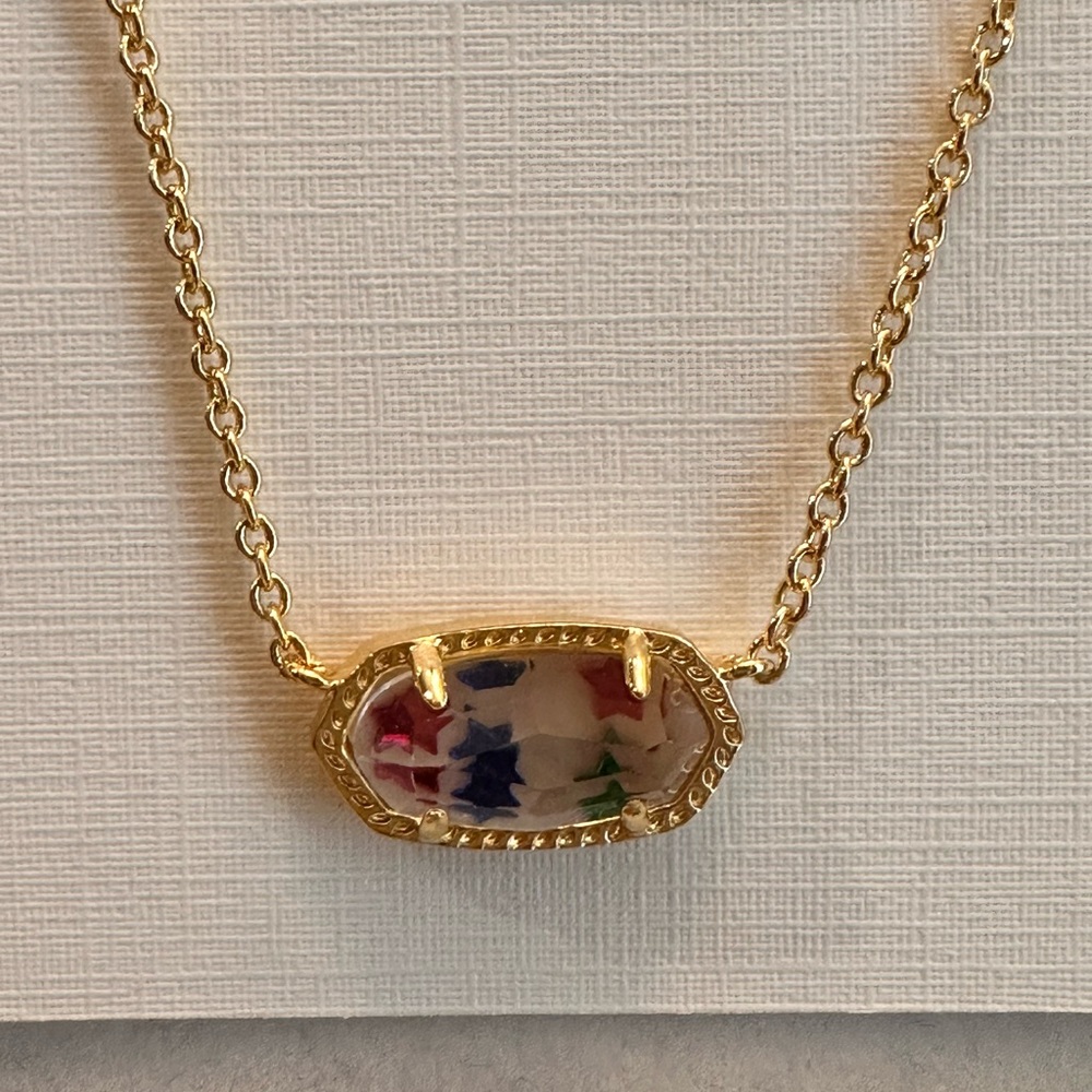 Kendra Scott Elisa Pendant Necklace Stars Red White Blue Illusion NEW - Picture 6 of 12